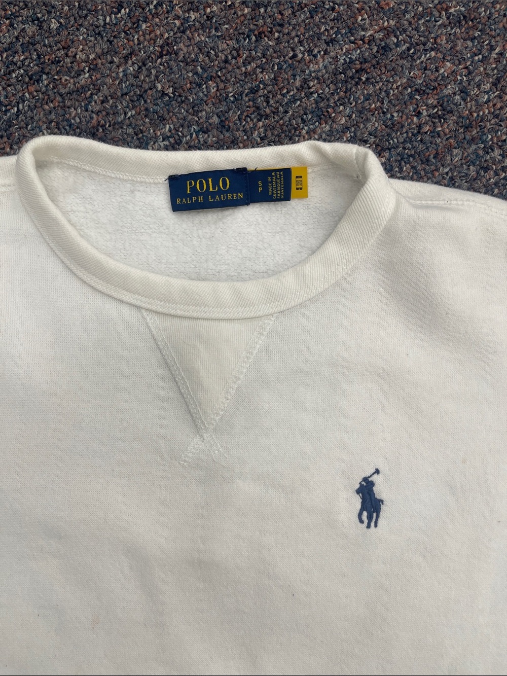 Polo by Ralph Lauren Cream Crewneck Sweatshirt with Navy Pony - Picture 4 of 6